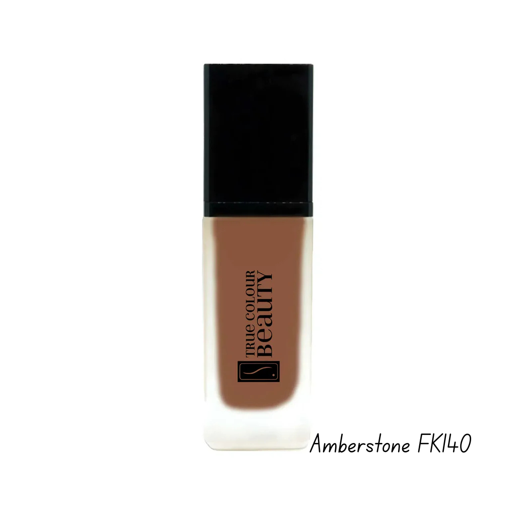 True Colour Beauty foundation bottle in Amberstone FK140 on a white background