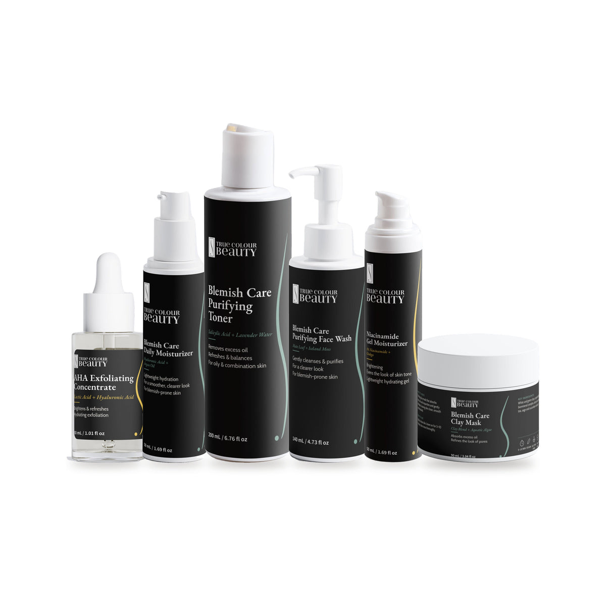 Clear & Balanced Skincare Set, products grouped on white