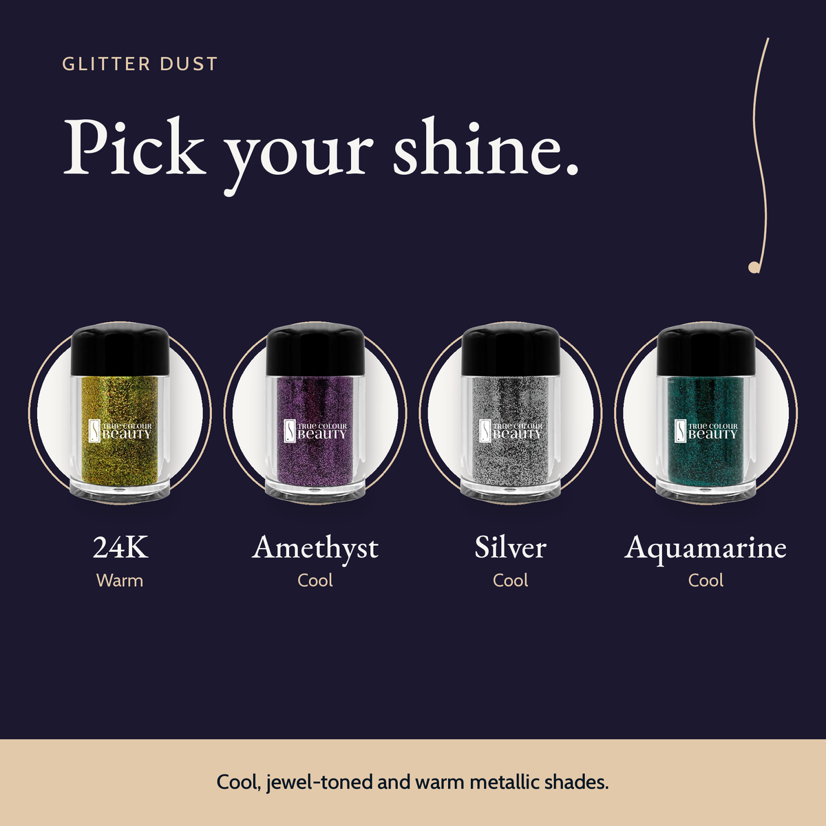 Glitter Dust, Ultra-Fine Shimmer, 4 Colors shade lineup