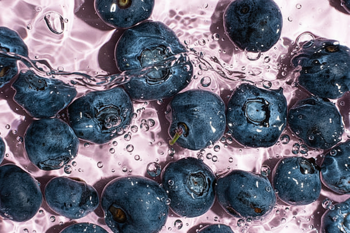 Blueberries in water