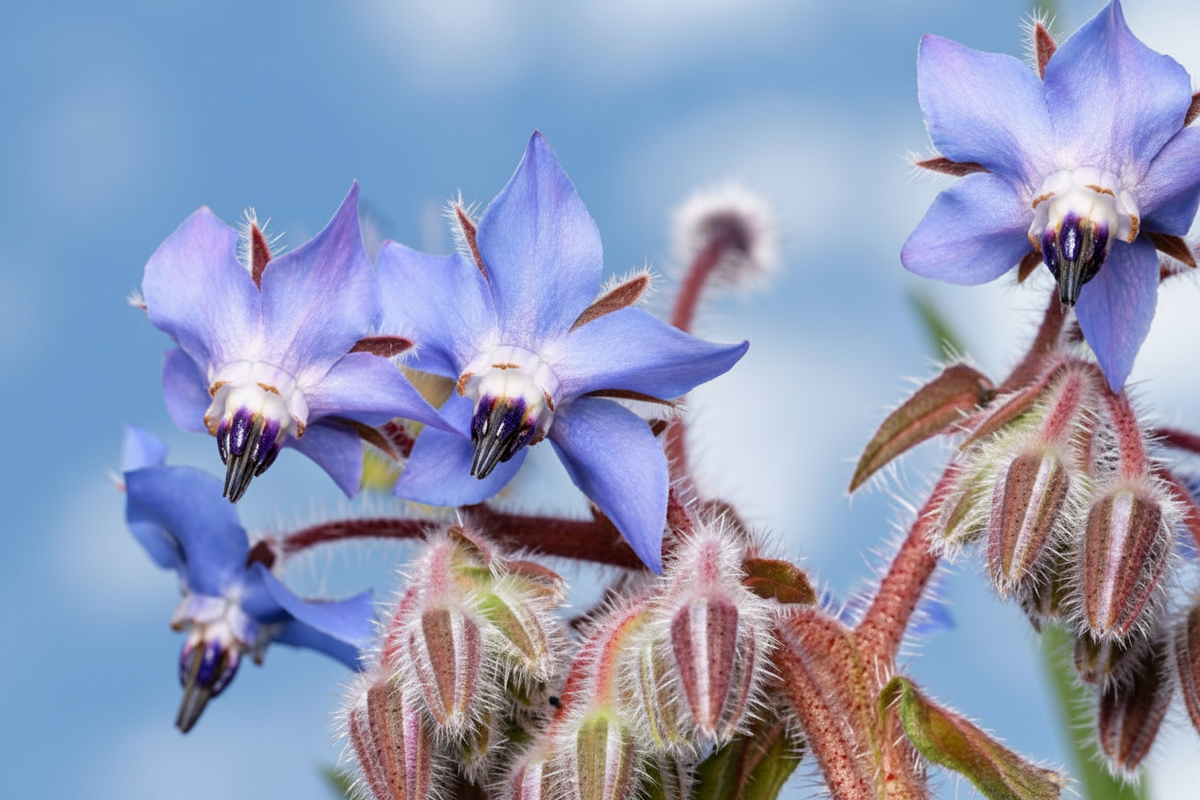 blue borage starflowers