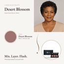 3 Shade Blush Palette Desert Blossom shade swatch with model