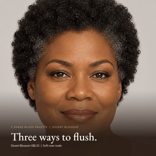 Close-up of model for 3 Shade Blush Palette in Desert Blossom
