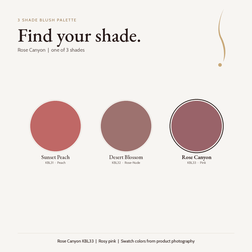 3 Shade Blush Palette shade chart with Rose Canyon selected