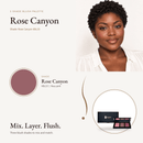 3 Shade Blush Palette Rose Canyon shade swatch with model