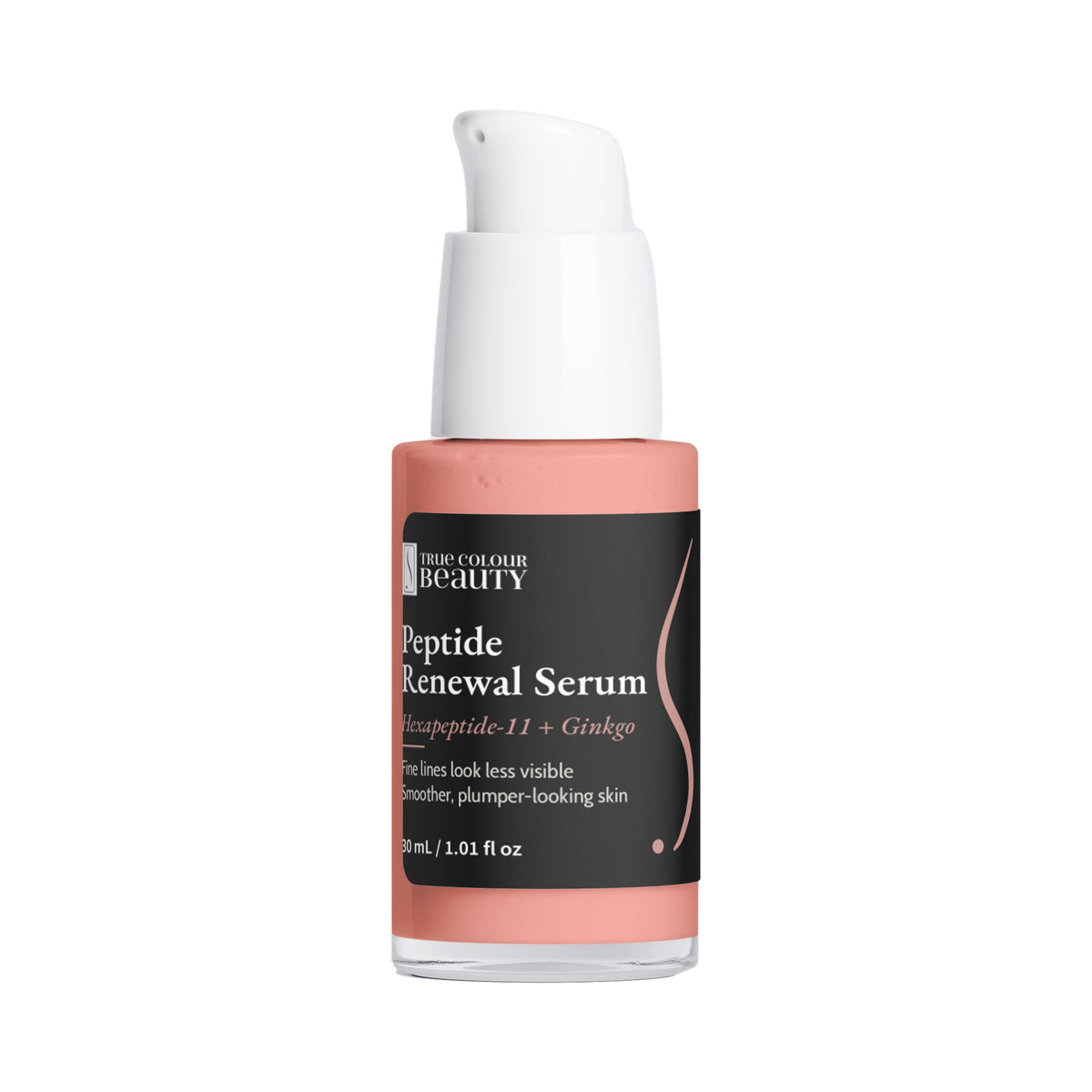 Peptide Renewal Serum bottle, front label