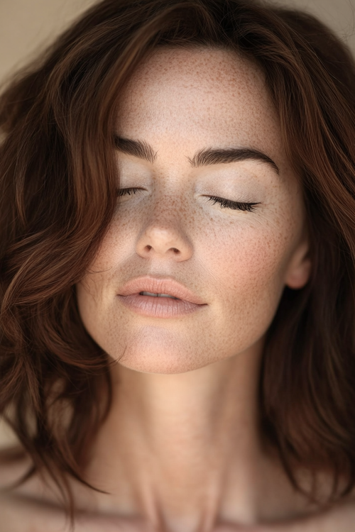 woman with her eyes closed