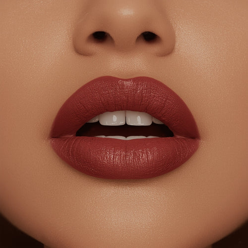 Close-up of a person's lips with a focus on the lipstick color.