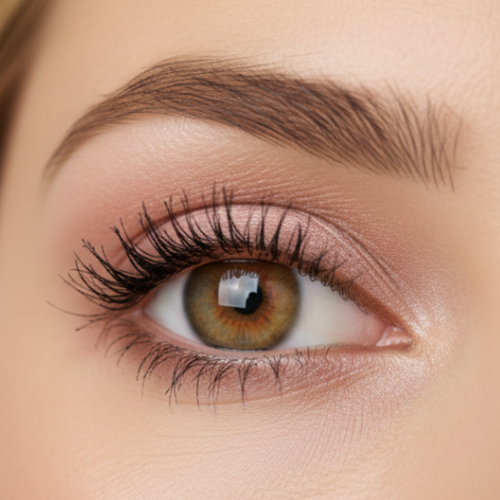 Close-up of a brown eye with makeup