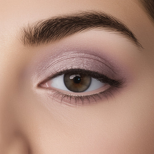 Close-up of a person's eye with purple eyeshadow