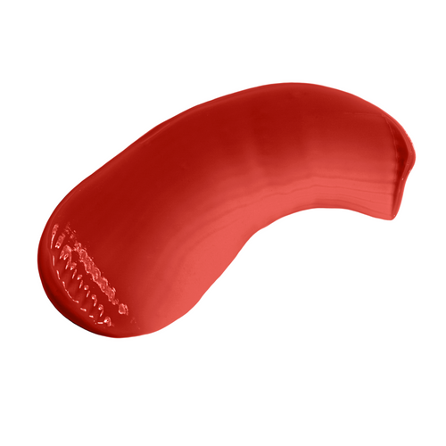 Red lipstick swatch on a white background