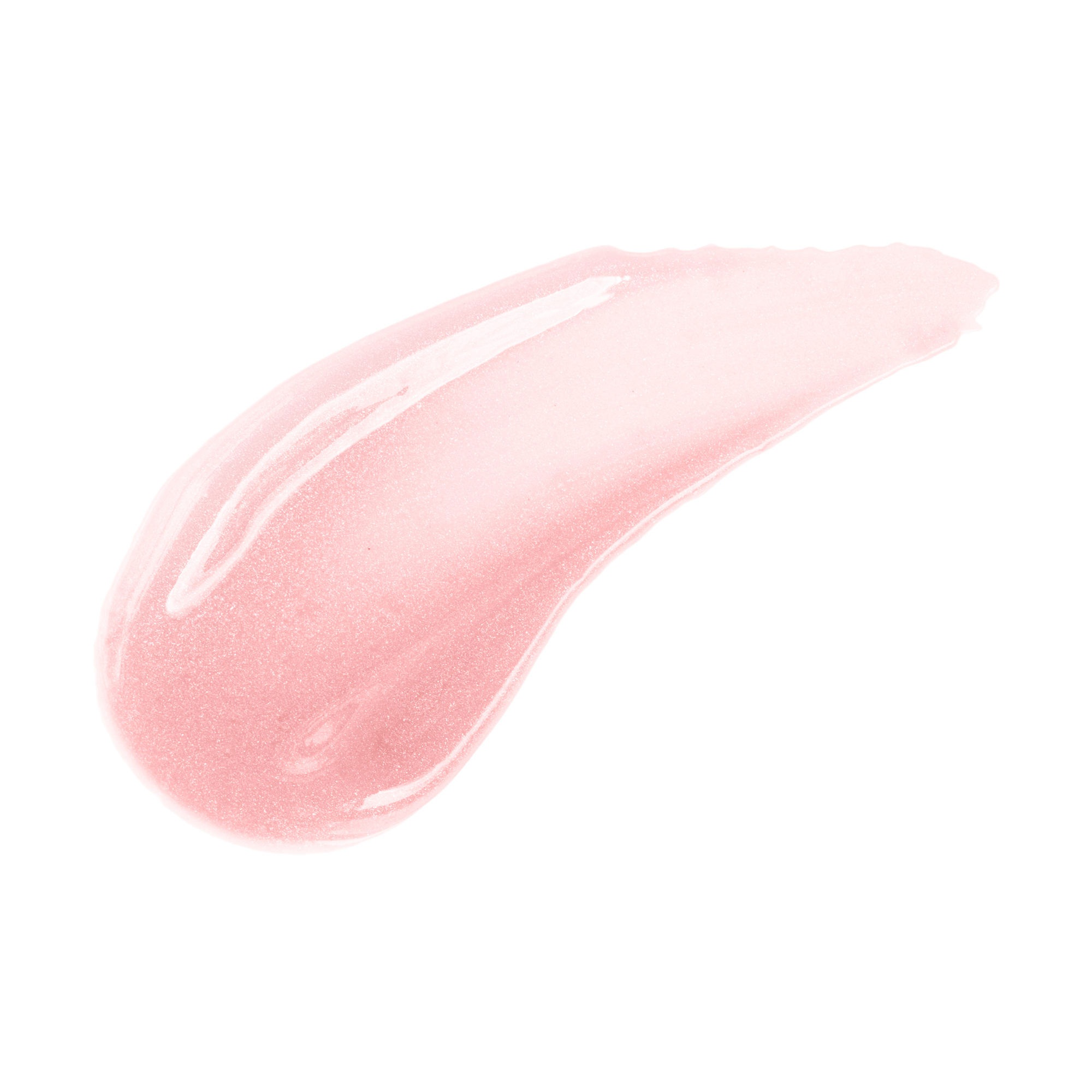 Pink lip gloss swatch on a white background