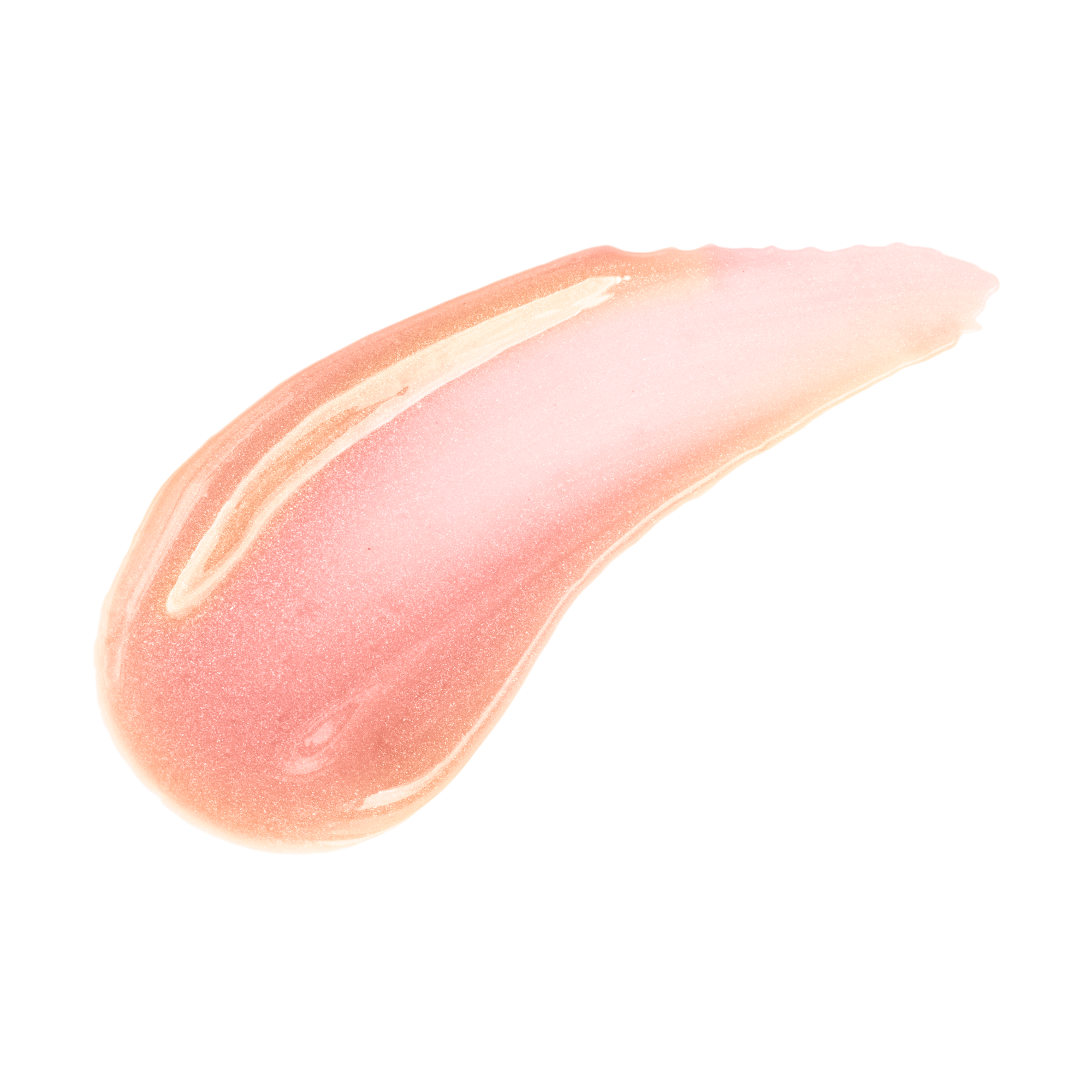 Pink lip gloss swatch on a white background