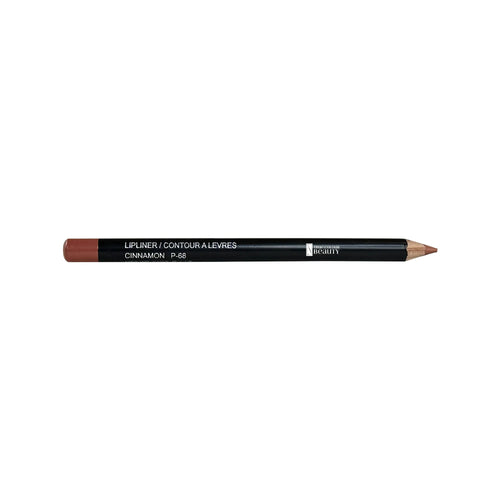 Lip Liner - Spiced Cinnamon, a close-up of the pencil tip in black tube, highlighting its rich, creamy texture and smudge-proof finish for defined lips.