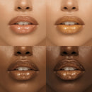 Close-up of lips with different lip colors on a neutral background