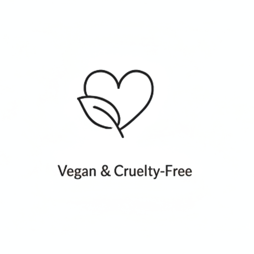 Logo with a heart and bunny, indicating vegan and cruelty-free products, on a white background.
