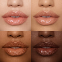 Four close-up images of lips with different skin tones and lip colors.