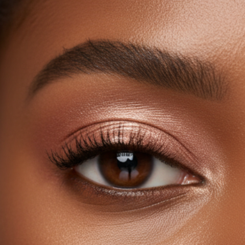 Close-up of a brown eye with smoky eye makeup