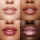 Close-up of lips with a pink lip color on different skin tones.