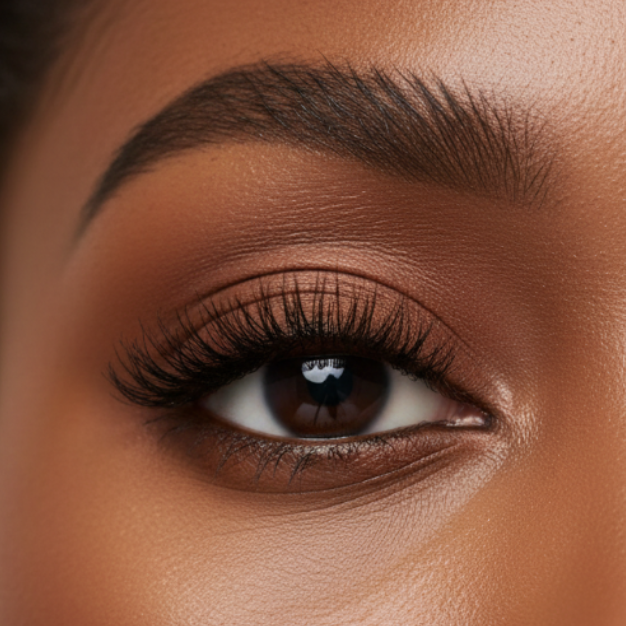 Close-up of a brown eye with detailed makeup