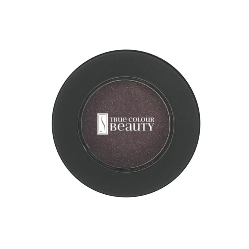 Single Pan Eyeshadow - Midnight Sky: Black circular compact with a white logo, showcasing the talc-free, blendable eyeshadow for customizable, all-day wear.