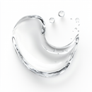 Clear liquid splash in the shape of a heart on a white background