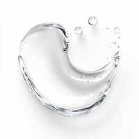 Clear liquid splash in the shape of a heart on a white background
