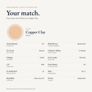 Earthbound Liquid Foundation shade match card for Copper Clay FK105. Similar shades include Fenty Beauty 125, MAC W1 and C1, Estée Lauder Double Wear 1W2 Sand, Maybelline Fit Me Classic Ivory 120 and Clinique 16 Buff.