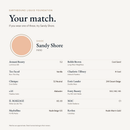 Earthbound Liquid Foundation shade match card for Sandy Shore FK110. Similar shades include Fenty Beauty 130, 140 and 145, MAC C1, Estée Lauder Double Wear 2N1 Desert Beige, Maybelline Fit Me Nude Beige 125 and Clinique 52 Neutral.