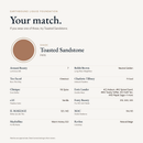 Earthbound Liquid Foundation shade match card for Toasted Sandstone FK115. Similar shades include Fenty Beauty 315, 330 and 335, MAC N4 and N5, Estée Lauder Double Wear 4C2 Auburn and 4N2 Spiced Sand, Maybelline Fit Me Warm Honey 322 and Clinique 116 Spice.