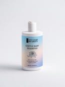 Bottle of Gentle Baby Shampoo with a blue label on a white background