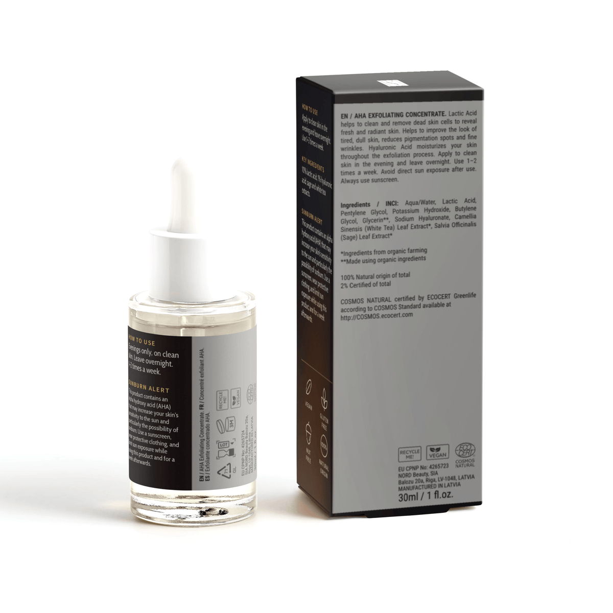 AHA Exfoliating Concentrate, pack and label
