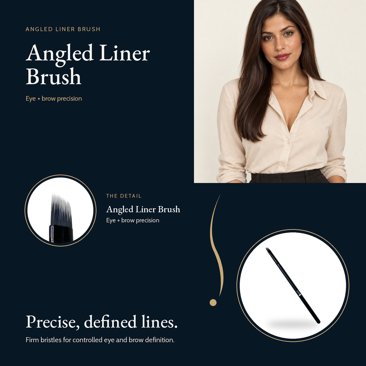 Angled Liner Brush close-up of the angled bristle tip, for eye and brow precision