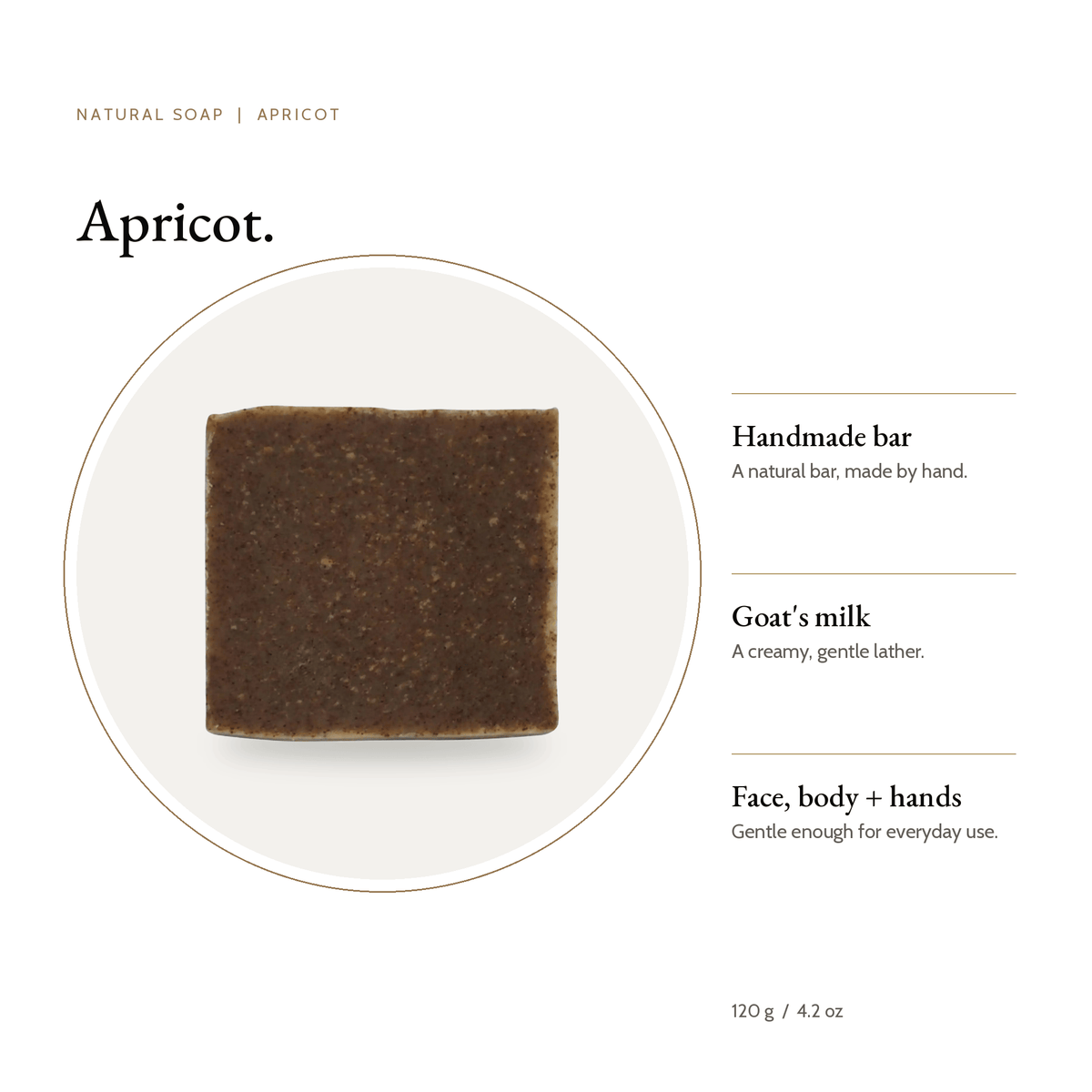 Apricot Natural Soap bar with key benefits