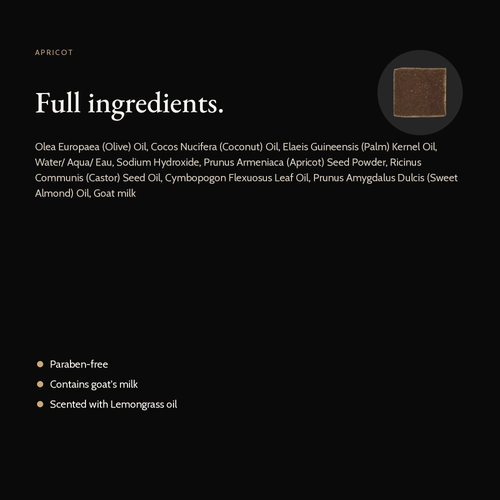 Apricot Natural Soap full ingredient list