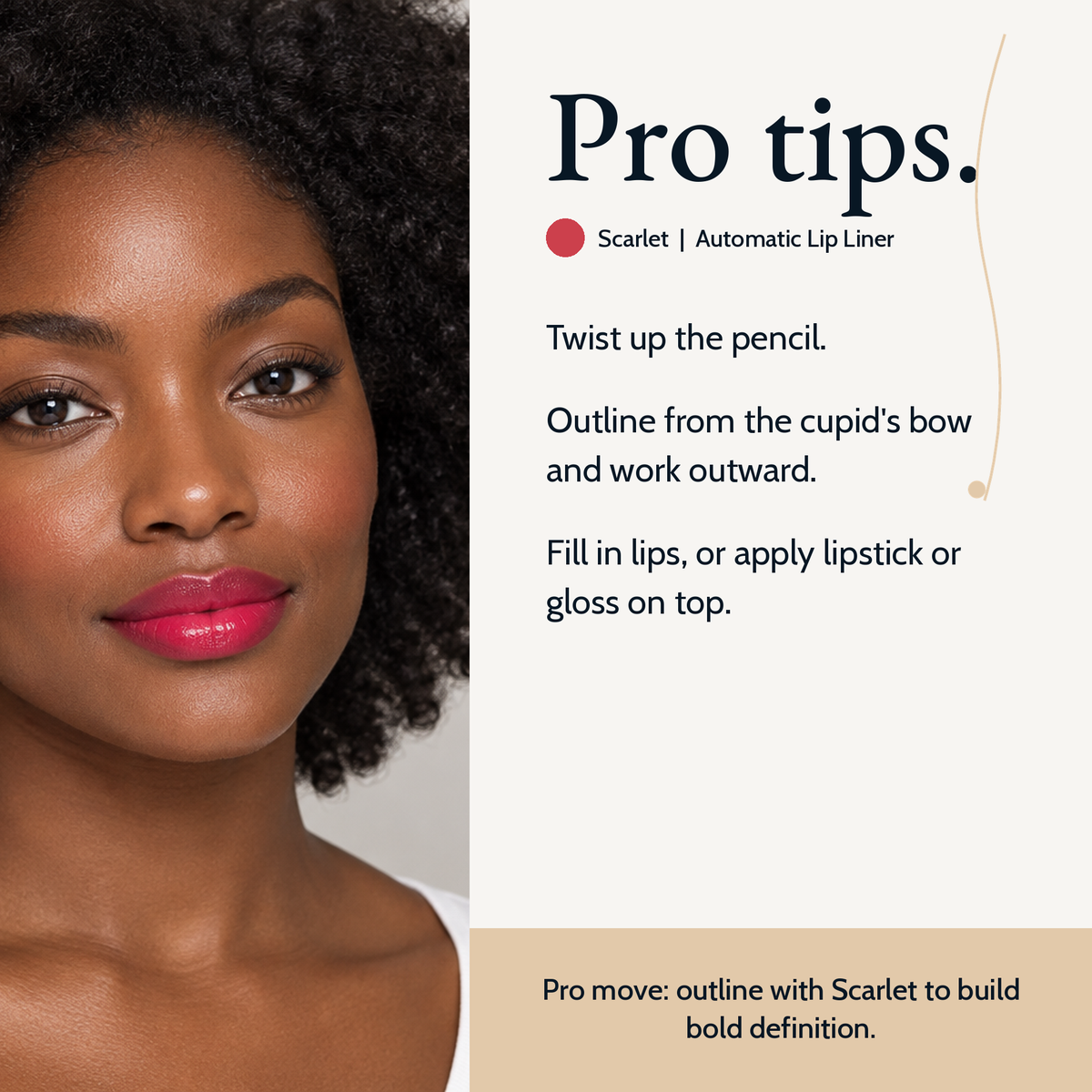 Pro tips for using Automatic Lip Liner, Scarlet