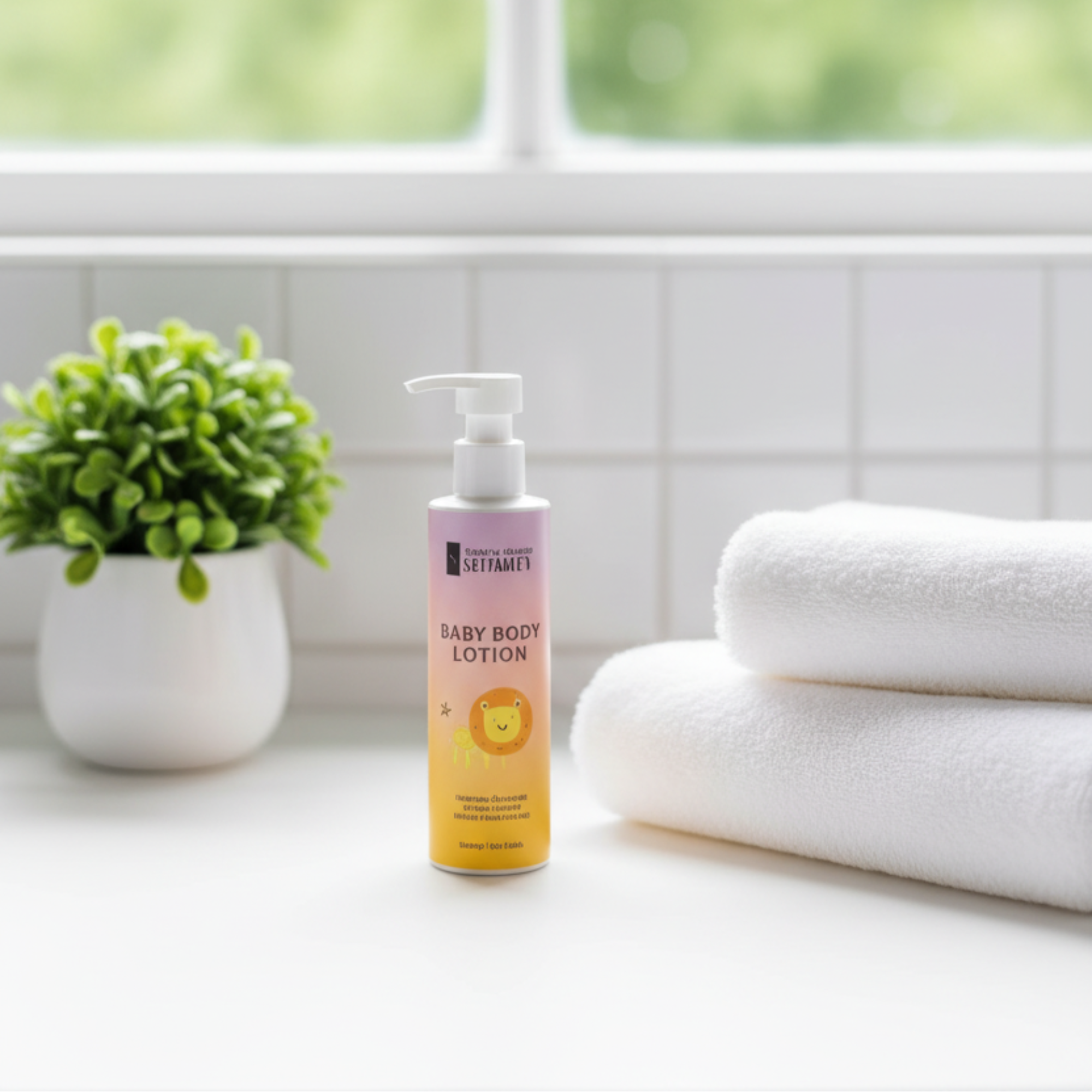 Baby body lotion window shot with correct product