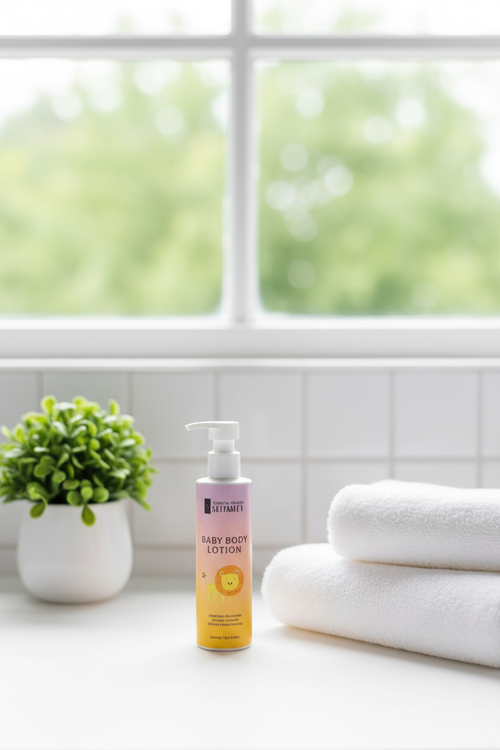 Baby body lotion window shot with correct product