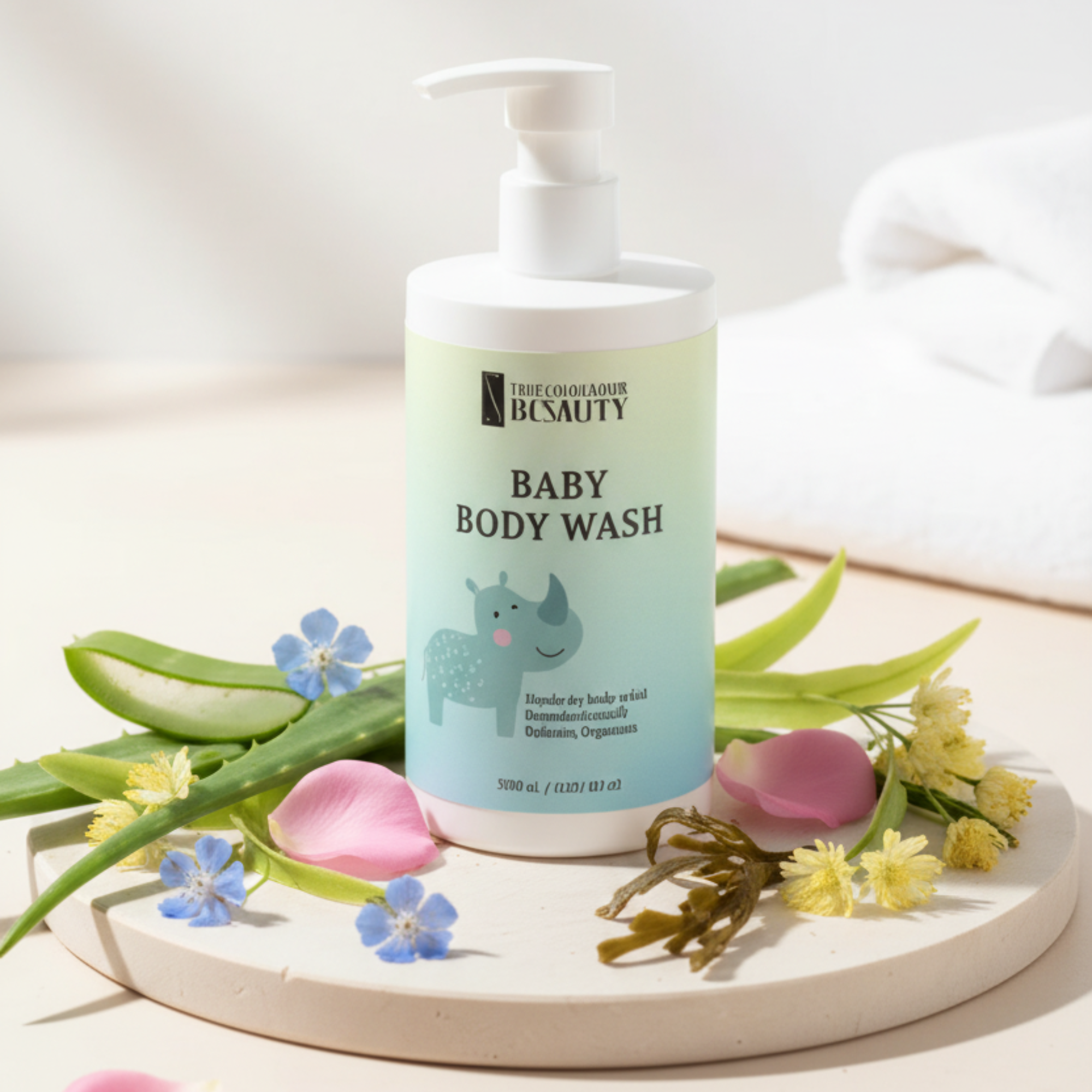 Baby body wash ingredient shot matching reference
