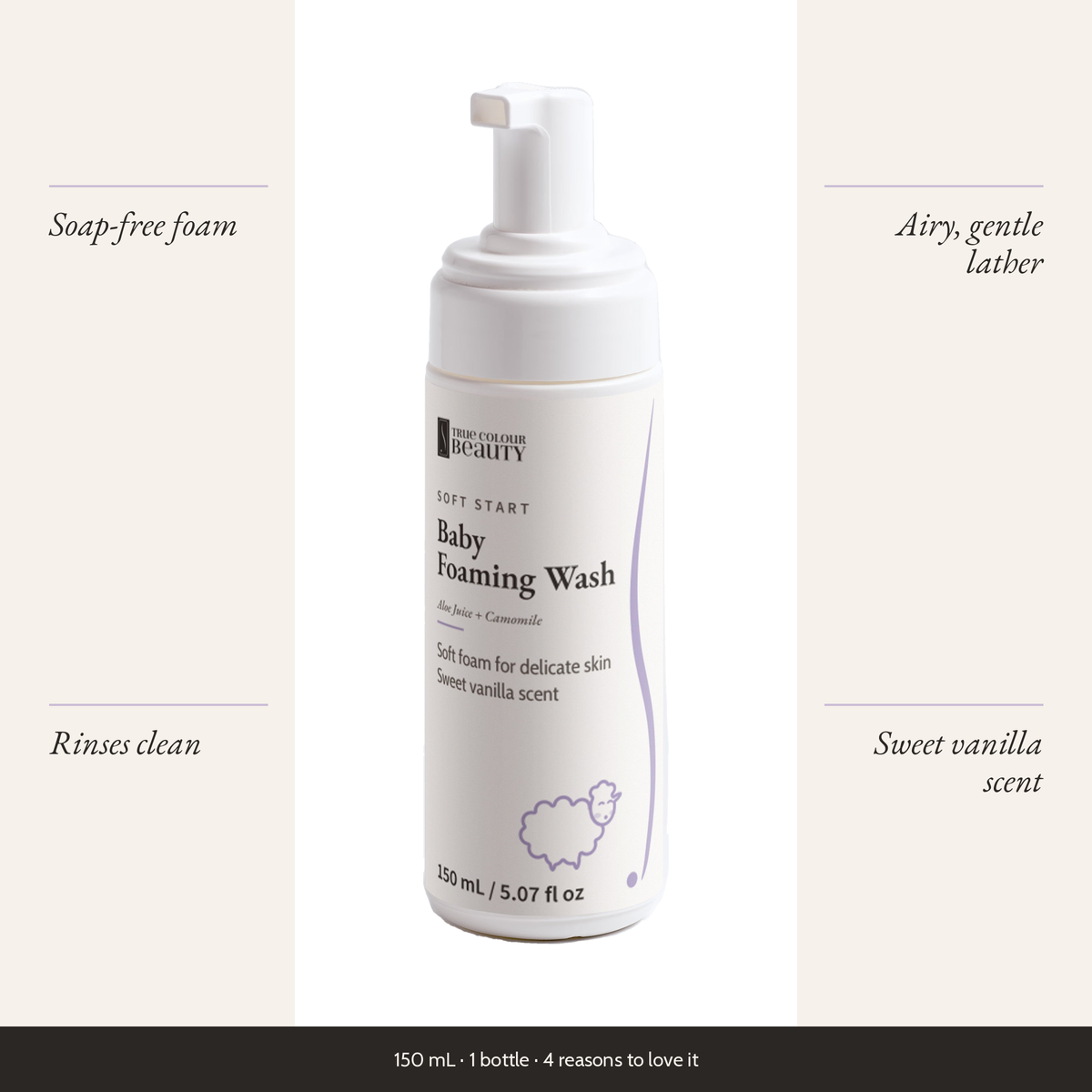 Soft Start Baby Foaming Wash bottle with four benefits