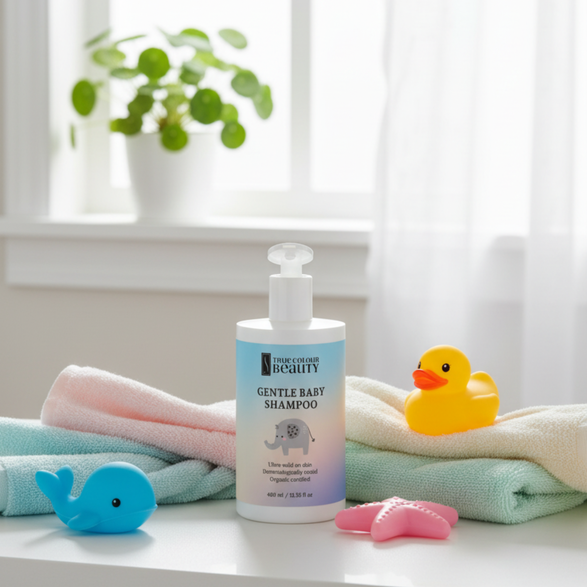 Baby shampoo with bath toys