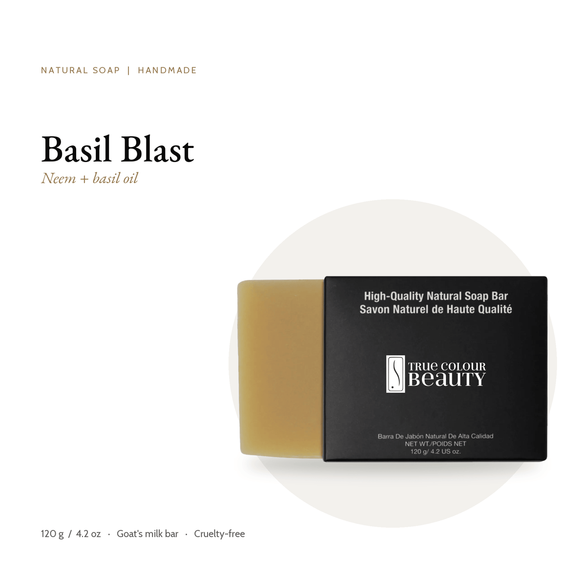 Basil Blast Natural Soap bar and box, 120 g
