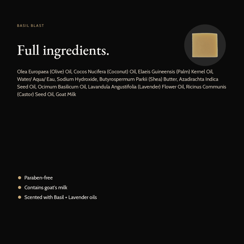 Basil Blast Natural Soap full ingredient list