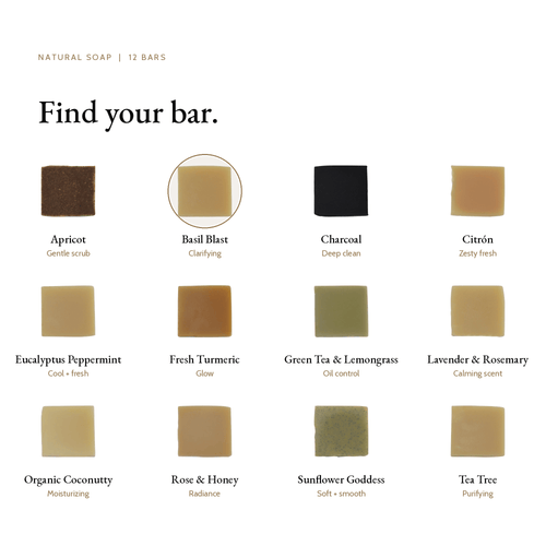 True Colour Beauty natural soap collection with Basil Blast selected