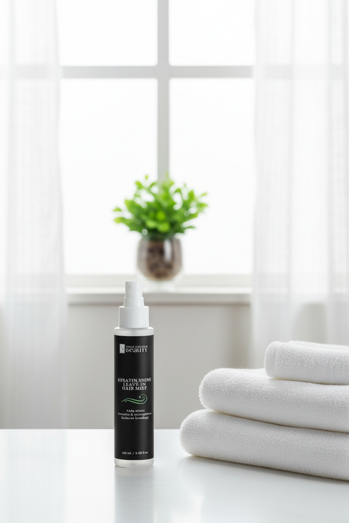 Bathroom counter with plant in window