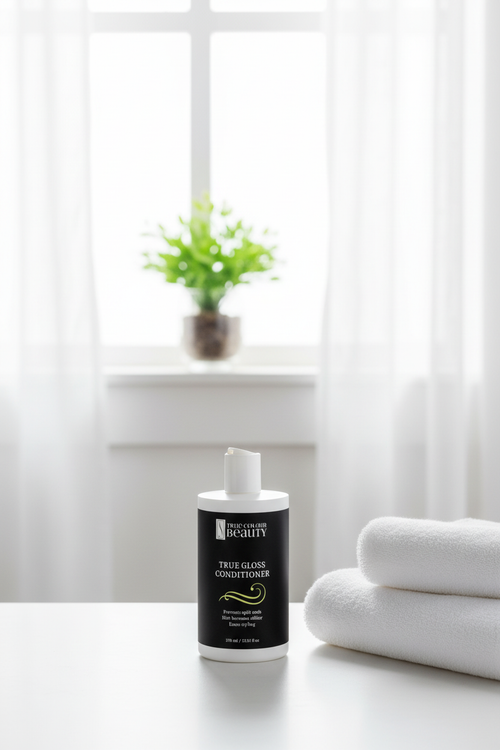 Bathroom counter with plant in window