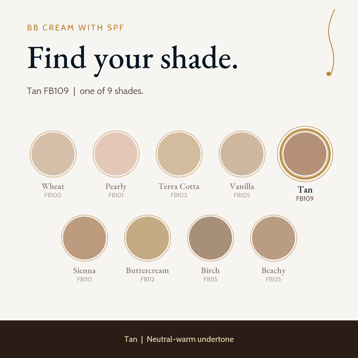 BB Cream with SPF - Tan shade card