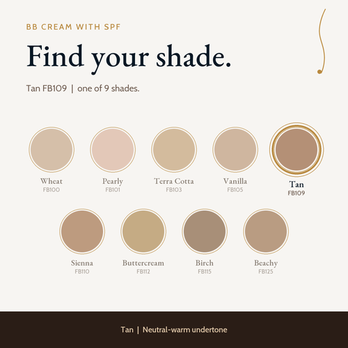 BB Cream with SPF - Tan shade card