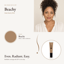 BB Cream with SPF in Beachy FB125, warm undertone, with model