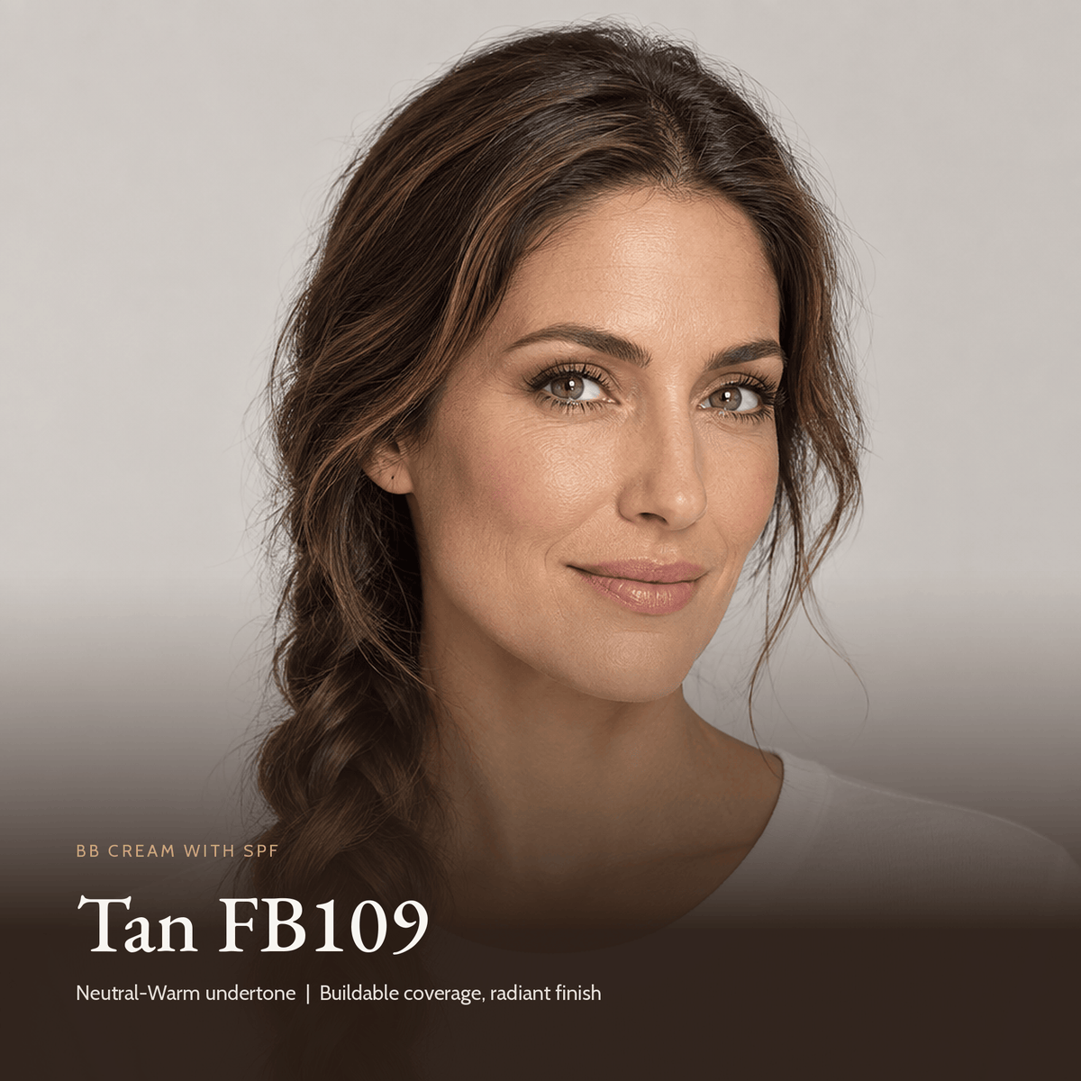 Model wearing BB Cream with SPF in Tan FB109